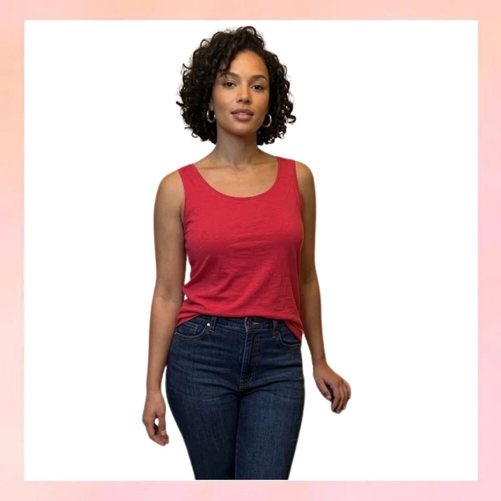 LOGO Layers Pink Red Tank Top Size L Scoop Neck Casual Basics
